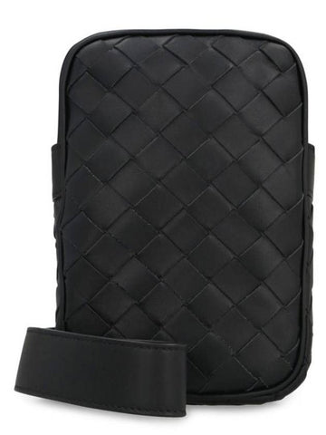 Bottega Veneta Intrecciato Rectangle Mini Cross Bag Black