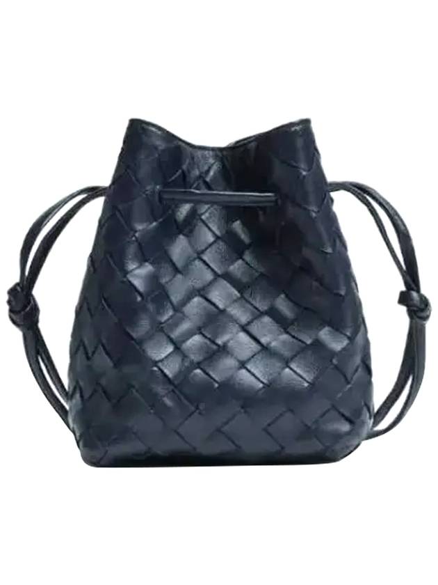 Bottega Veneta Intrecciato Small Bucket Bag Navy