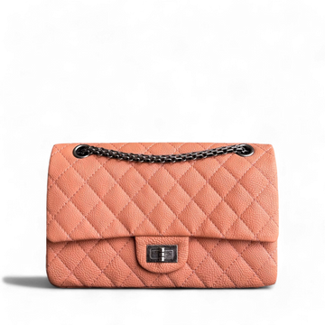 Chanel 2.55 Reissue 225 - 24CM Caviar Quilted Caramel Blush Ruthenium Silver Hardware Series 22