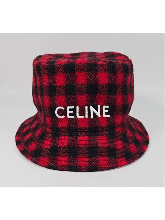 CELINE Tartan Pattern Logo Bucket Hat M