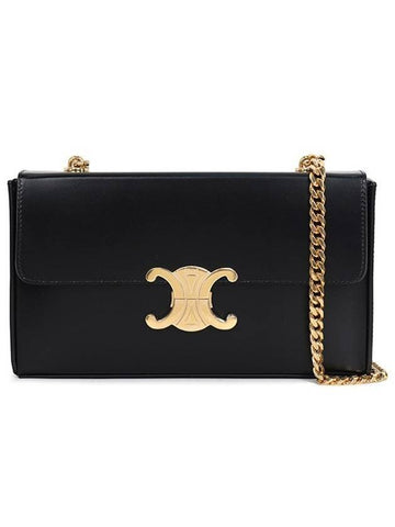 CELINE Triope Chain Box Shoulder Bag Black