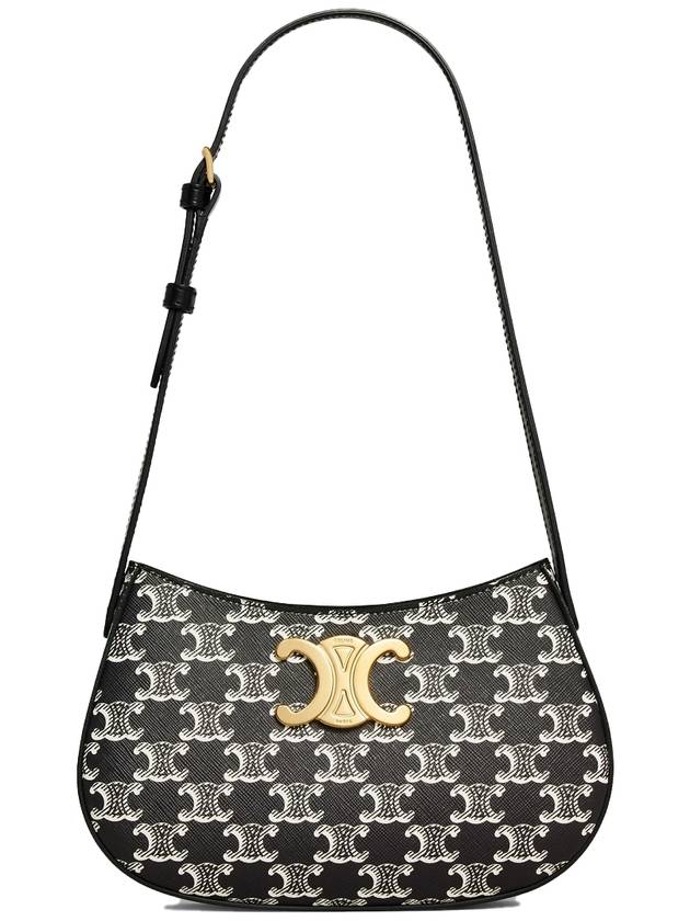 CELINE Medium Tilly Triomphe Canvas Two-Tone Shoulder Bag Black