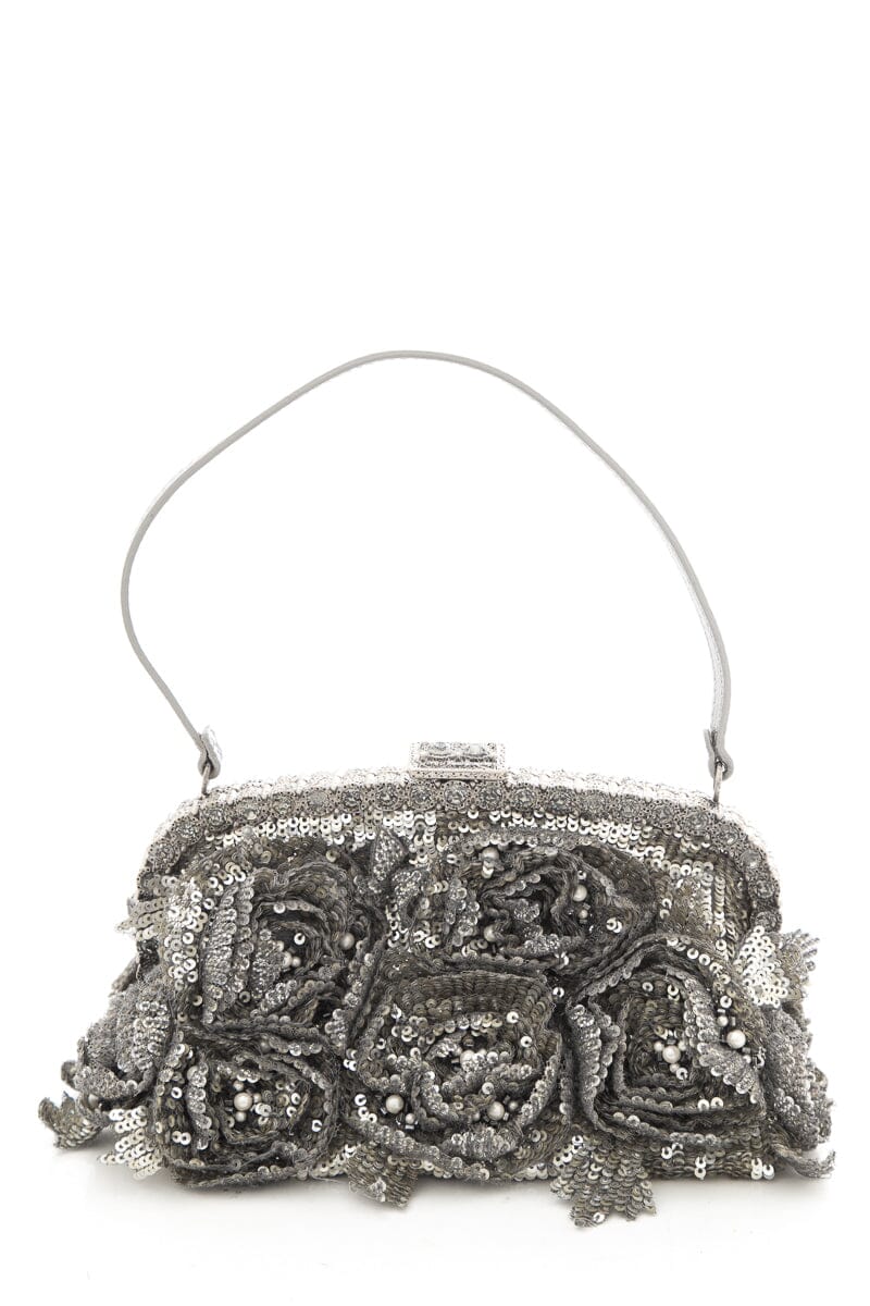 Valentino Silver Sequin Embellished Evening Bag