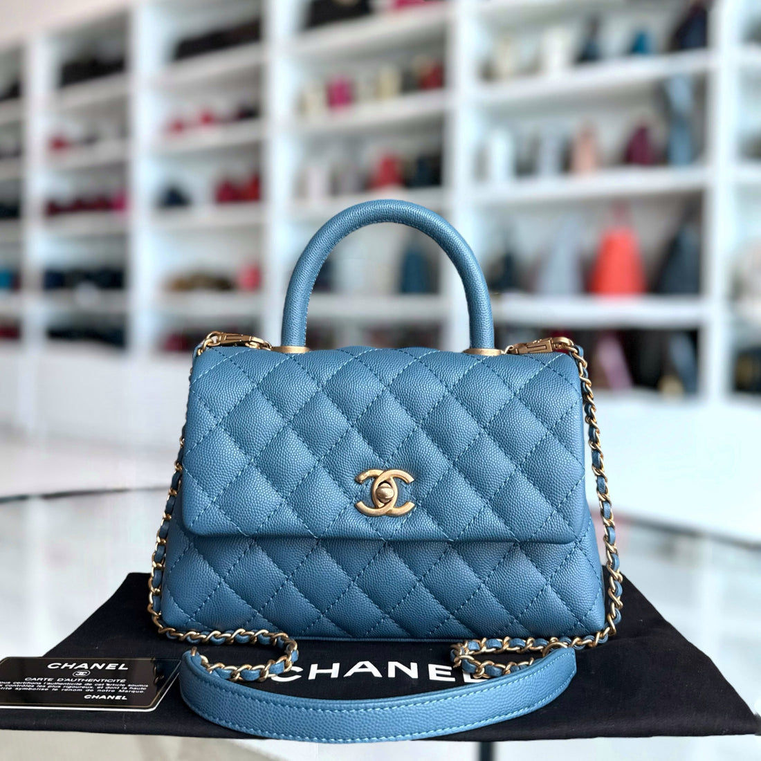 Deposit of Chanel Coco Handle Small - Caviar Quilted Blue Gold Hardware Series 25 (half amount of total)