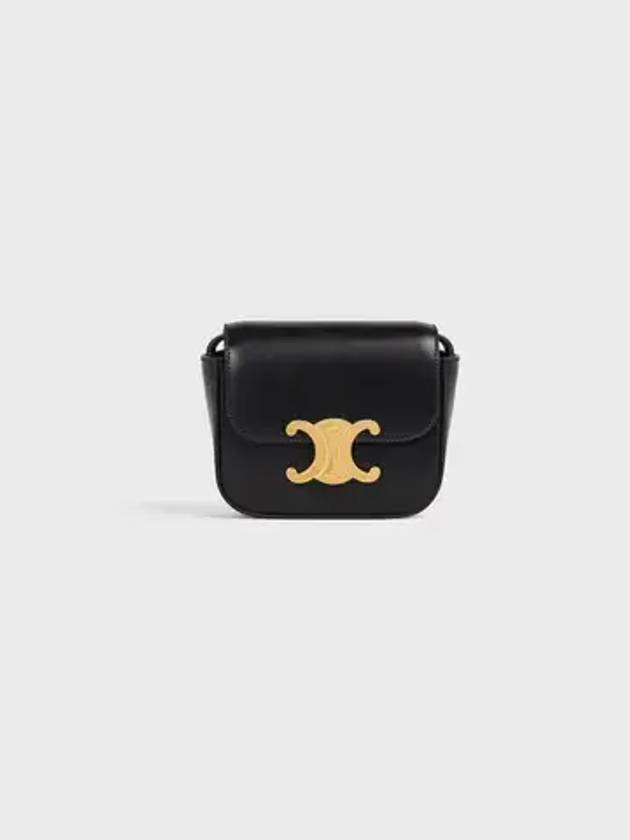 CELINE Triomphe Small Shiny Calfskin Cross Bag Black