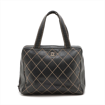 CHANEL WILDSTECH Lambskinkin Tote BAG BLACK GAMMETALIC GOLD WOakSHIP 6TH EARTH  LOVE MARKET SHOP