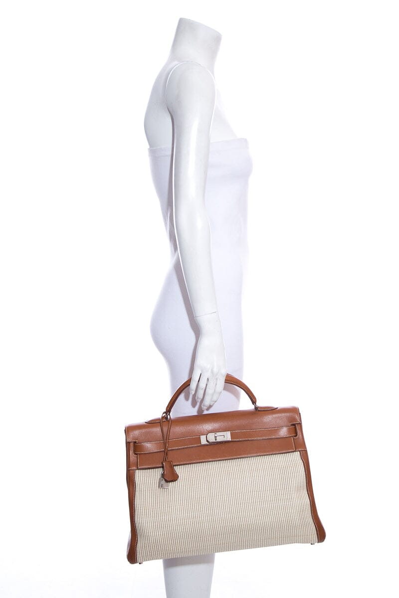 Hermès Vintage Kelly 40 Crinoline & Barenia Leather Handbag