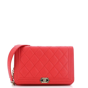 CHANEL Boy Wallet on Chain Quilted Caviar
