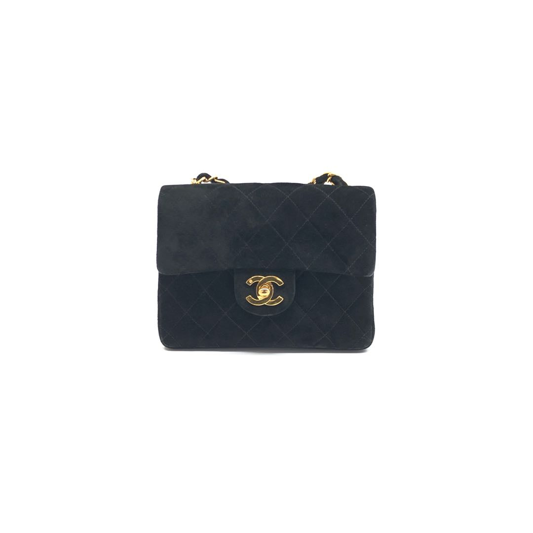 Chanel Square Flap Suede Shoulder Bag