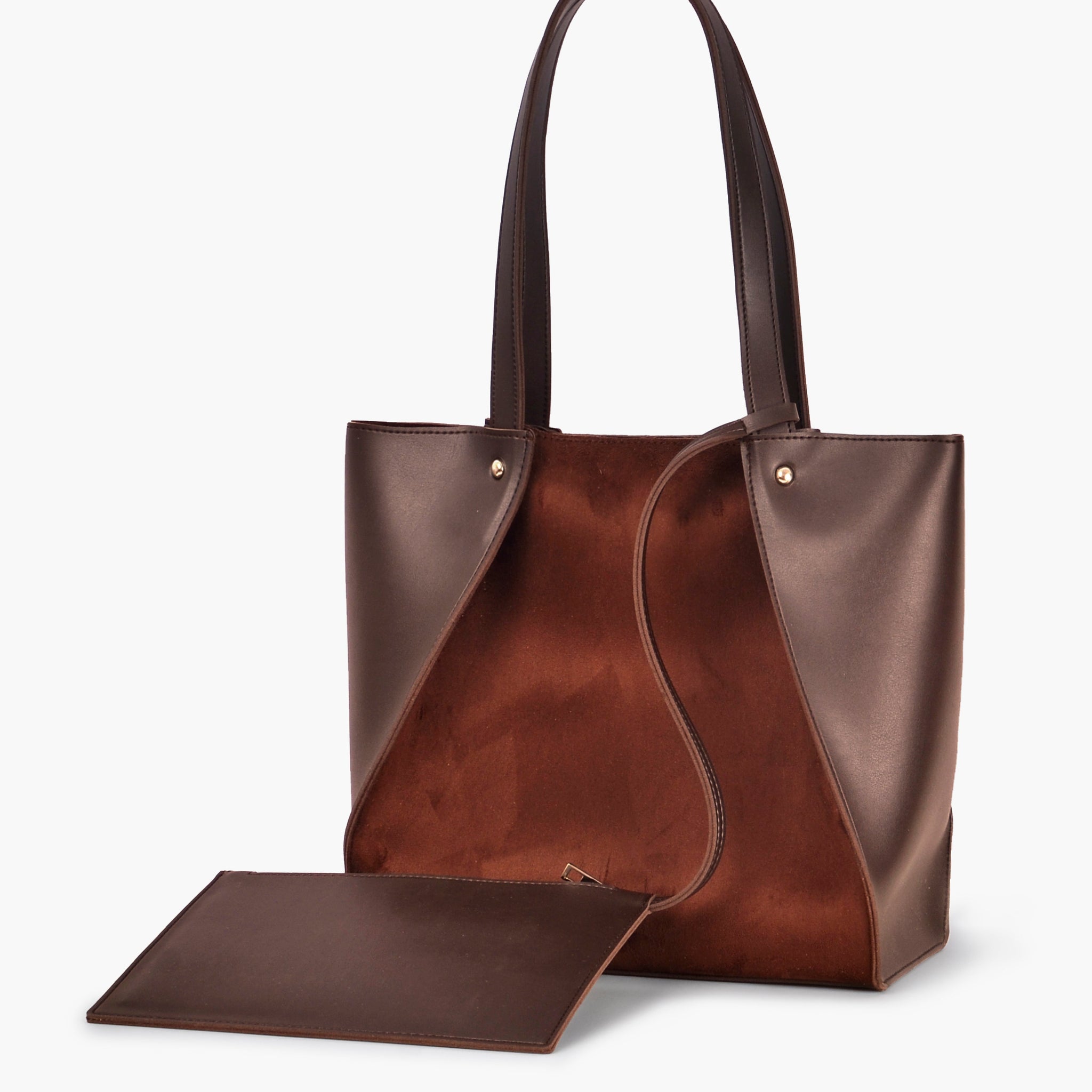 Dark brown suede shopping Tote Bags
