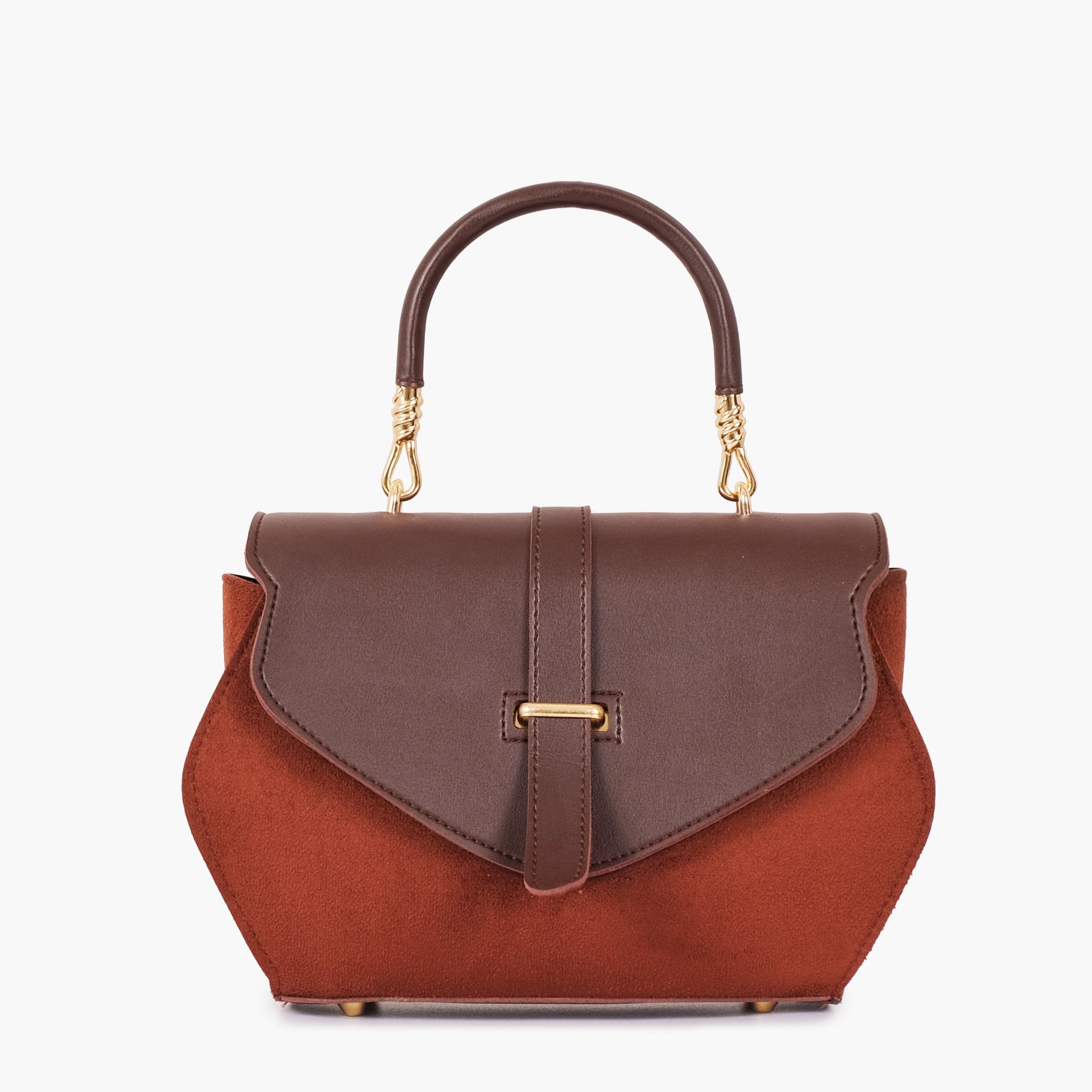 Dark brown top-handle hexagon bag