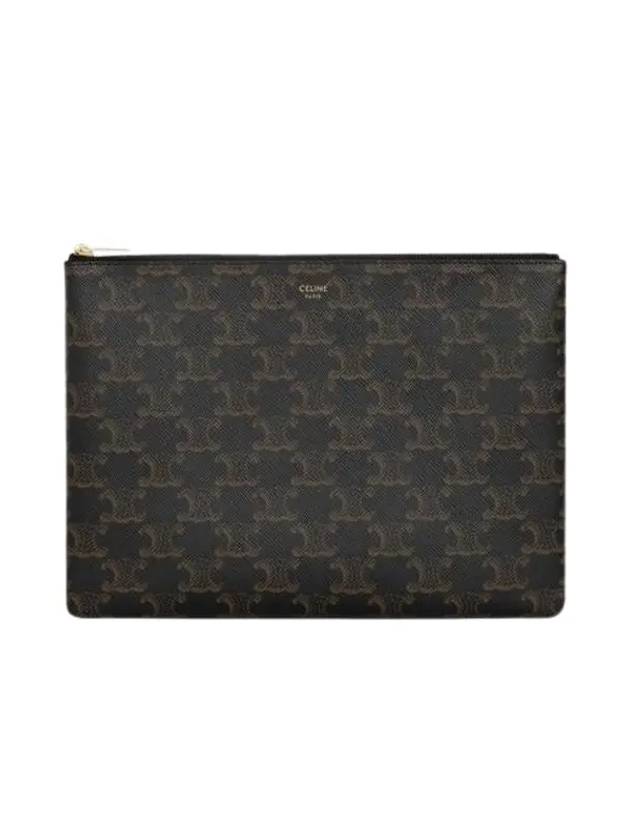 CELINE Triomphe Canvas Pouch Clutch Bag Black