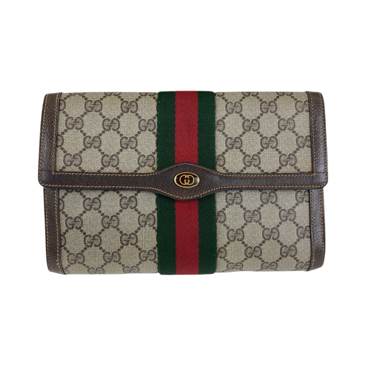 Gucci Vintage GG Supreme Canvas Leather Clutch
