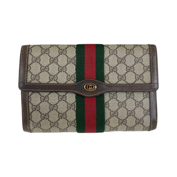 Gucci Vintage GG Supreme Canvas Leather Clutch