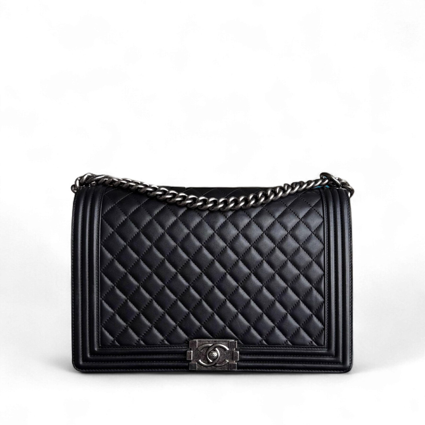 Chanel Boy Large - Quilted Lambskin Black Ruthenium Silver Hardware Series 18