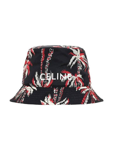 CELINE Palm Tree Nylon Bucket Hat Black
