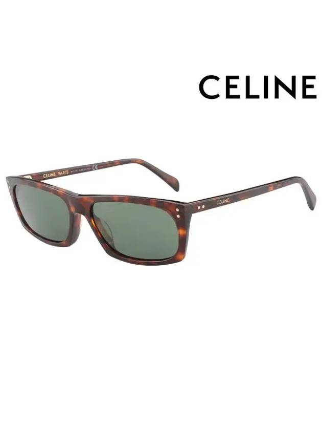 CELINE Eyewear Logo Rectangular Acetate Sunglasses Havana