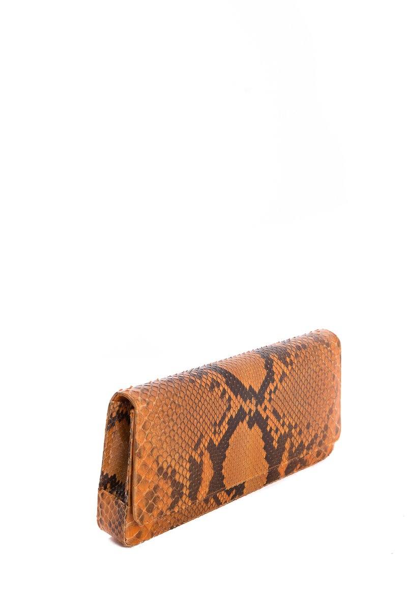 Manolo Blahnik Orange &  Python Clutch
