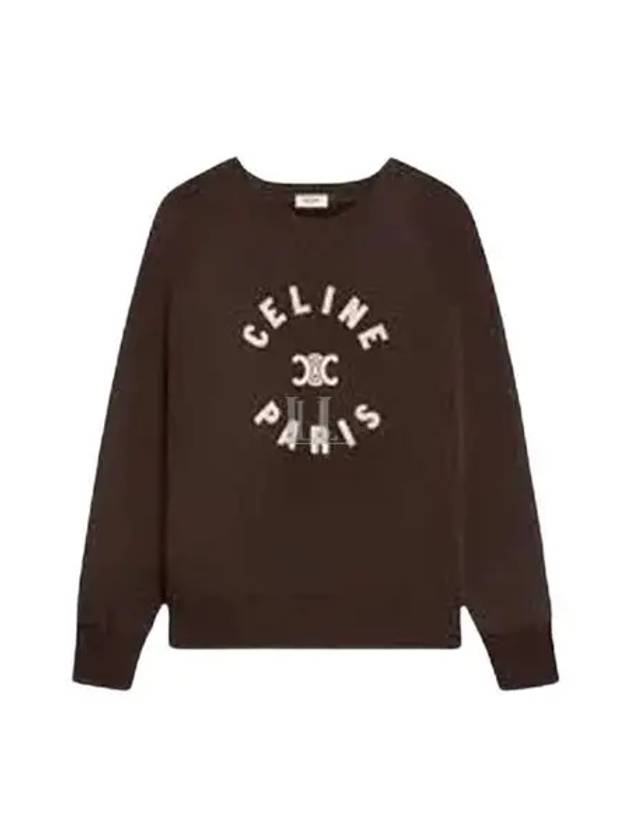 CELINE Triomphe Cotton Fleece Sweatshirt Kakao