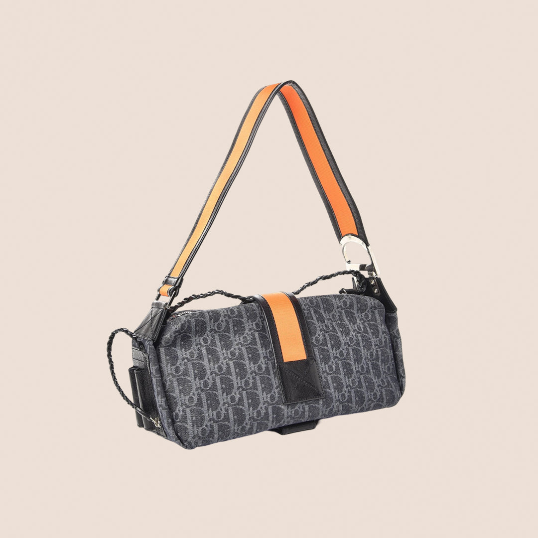 CHRISTIAN DIOR 2005 DENIM OBLIQUE FLIGHT BAG