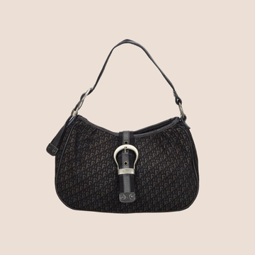 CHRISTIAN DIOR BLACK OBLIQUE BUCKLE HOBO BAG