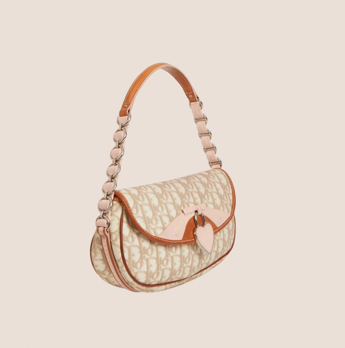 CHRISTIAN DIOR 2007 PINK & BEIGE ROMANTIQUE BAGUETTE BAG