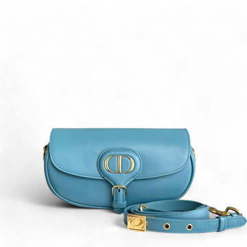 Dior Bobby East West - Smooth Calfskin Shoulder Bag Blue Gold Hardware