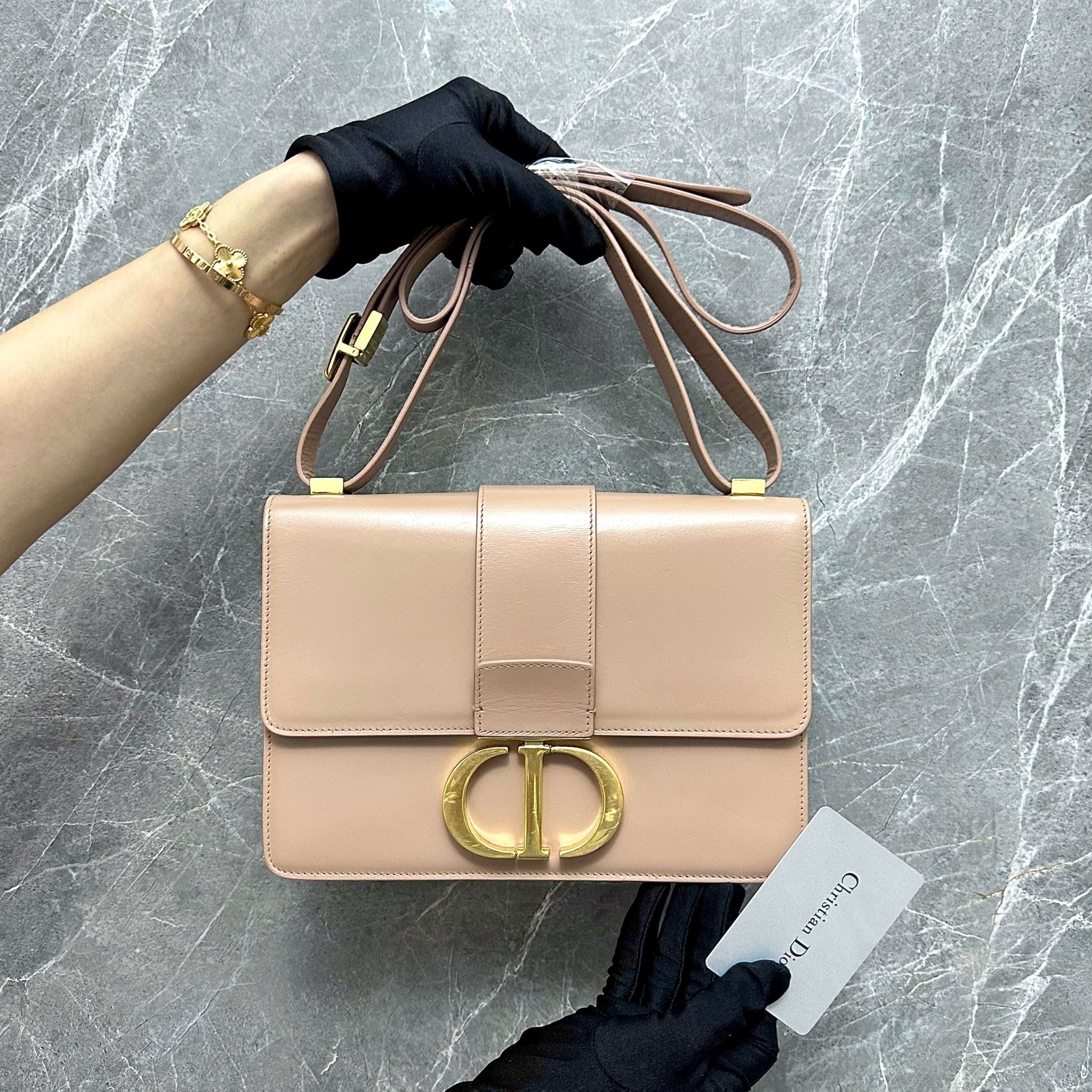 Montaigne 30 Calfskin Medium Beige Shoulder Bag GHW