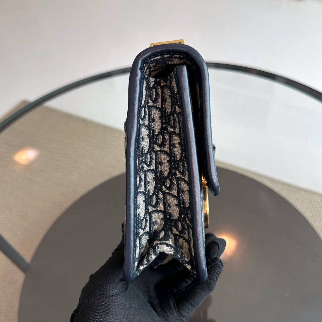 Montaigne 30 Oblique Monogram Blue Shoulder Bag GHW