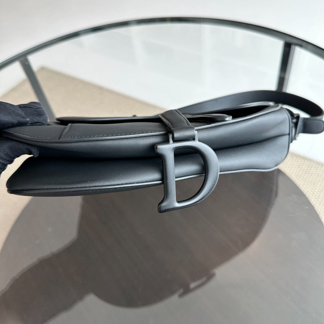 Saddle Medium All Black Classic Lambskin BHW