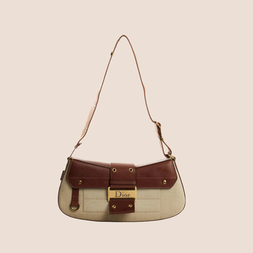 CHRISTIAN DIOR BROWN & CREAM STREET CHIC COLUMBUS BAG