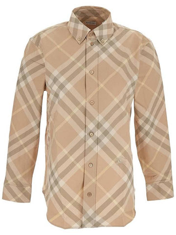 Burberry Vintage Check Cotton Long Sleeve Shirt Beige