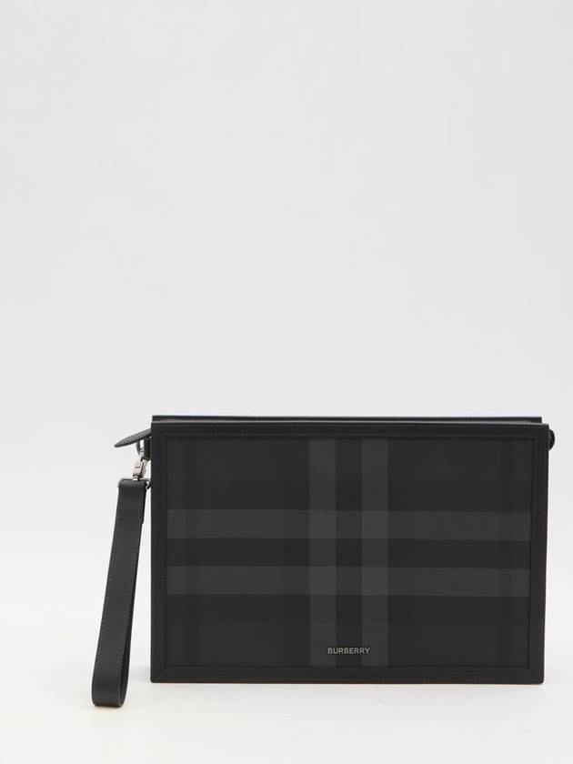 Burberry Check Small Logo Clutch Bag Black