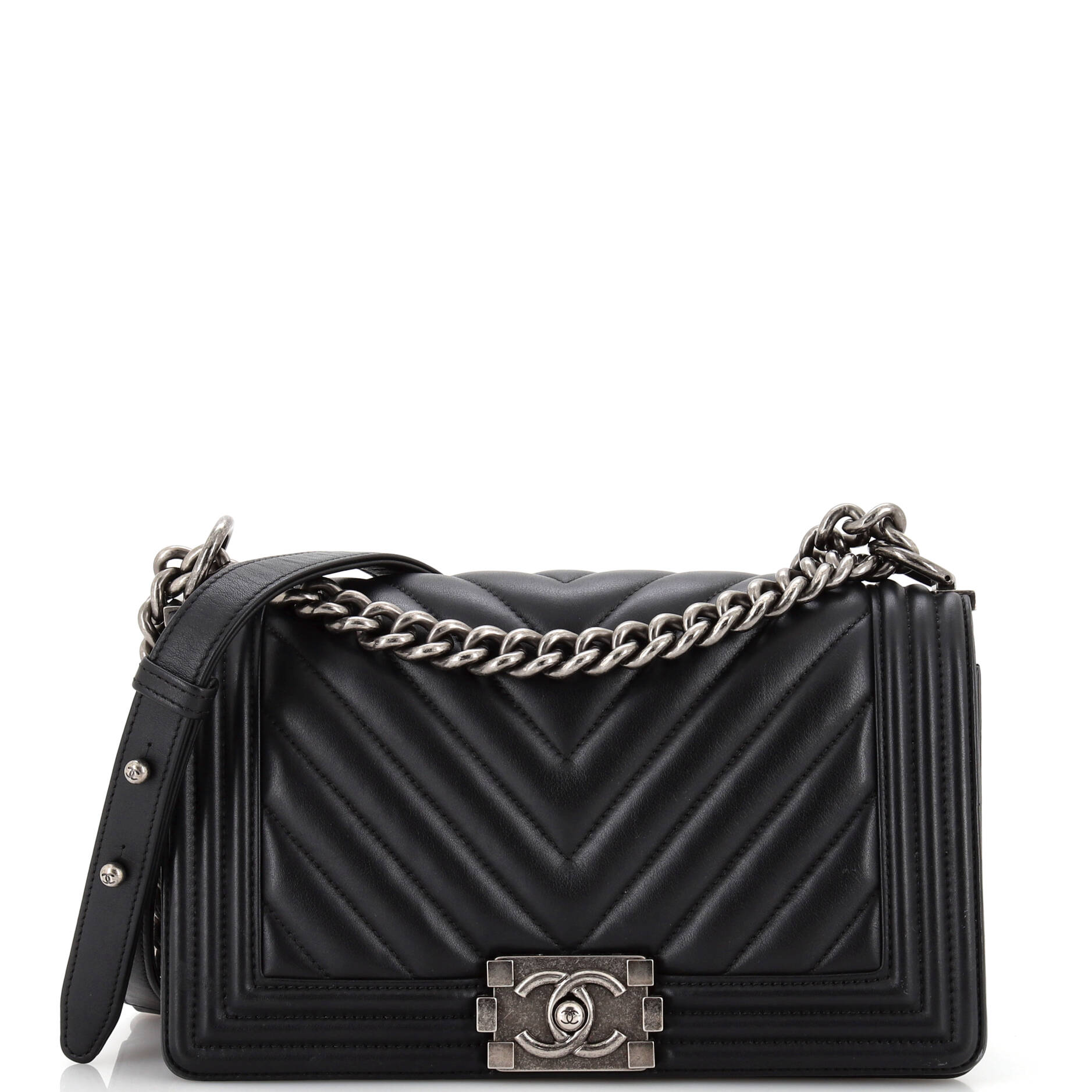 CHANEL Boy Flap Bag Chevron Lambskin Old Medium
