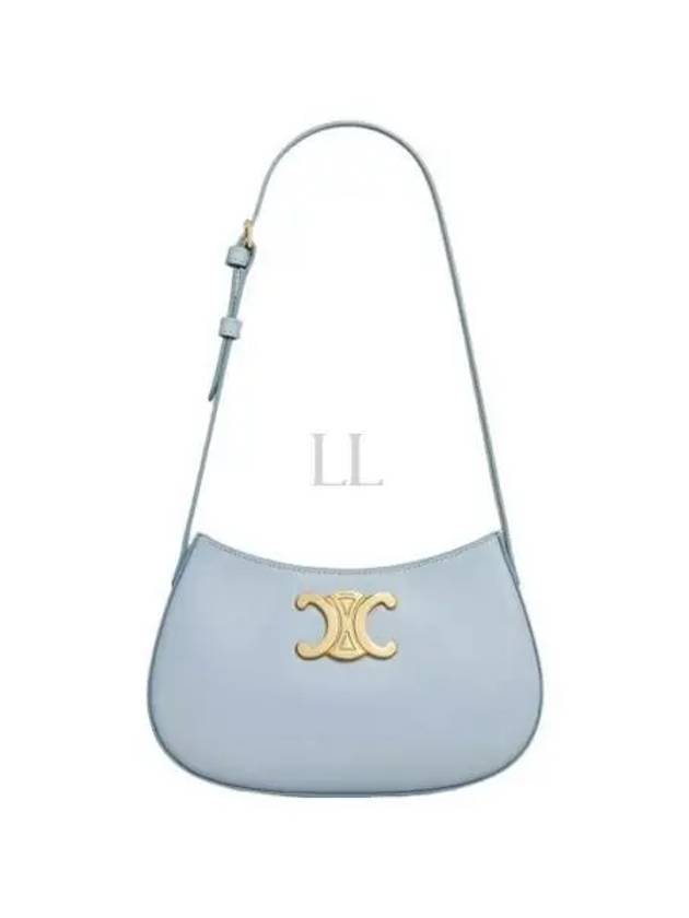 CELINE Tilly Medium Shiny Calfskin Shoulder Bag Light Blue