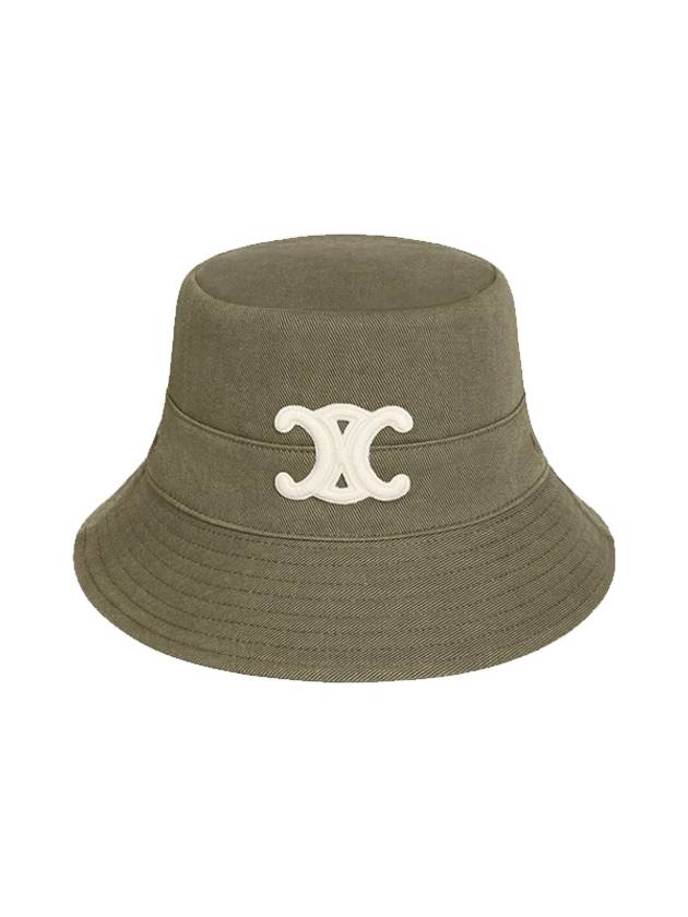 CELINE Triomphe Cotton Gabardine Bucket Hat Khaki