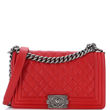 CHANEL Boy Flap Bag Quilted Lambskin Old Medium