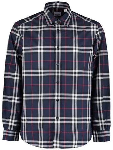 Burberry Men's Vintage Check Long Sleeve Shirt Navy