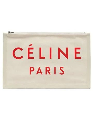 CELINE Logo Clutch Bag White