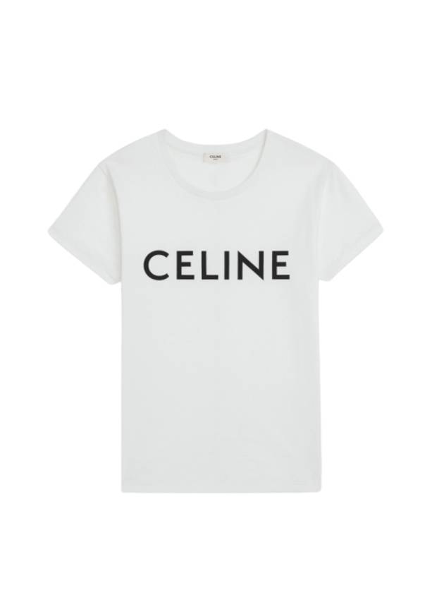 CELINE Logo Print Cotton Short Sleeve T-shirt White