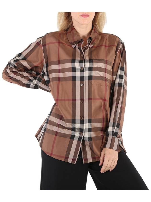 Burberry Burberry Ladies Carlota Silk Twill Printed Shirt In Brown, Brand Size 4 (US Size 2)
