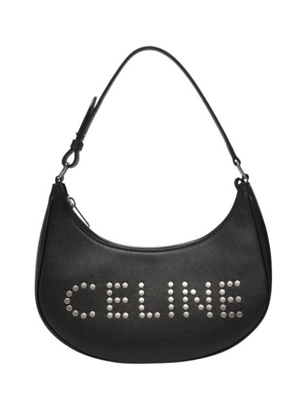 CELINE Studded Logo Ava Medium Shoulder Bag Black