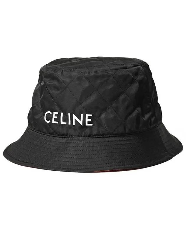 CELINE Logo Quilted Nylon Twill Bucket Hat Black