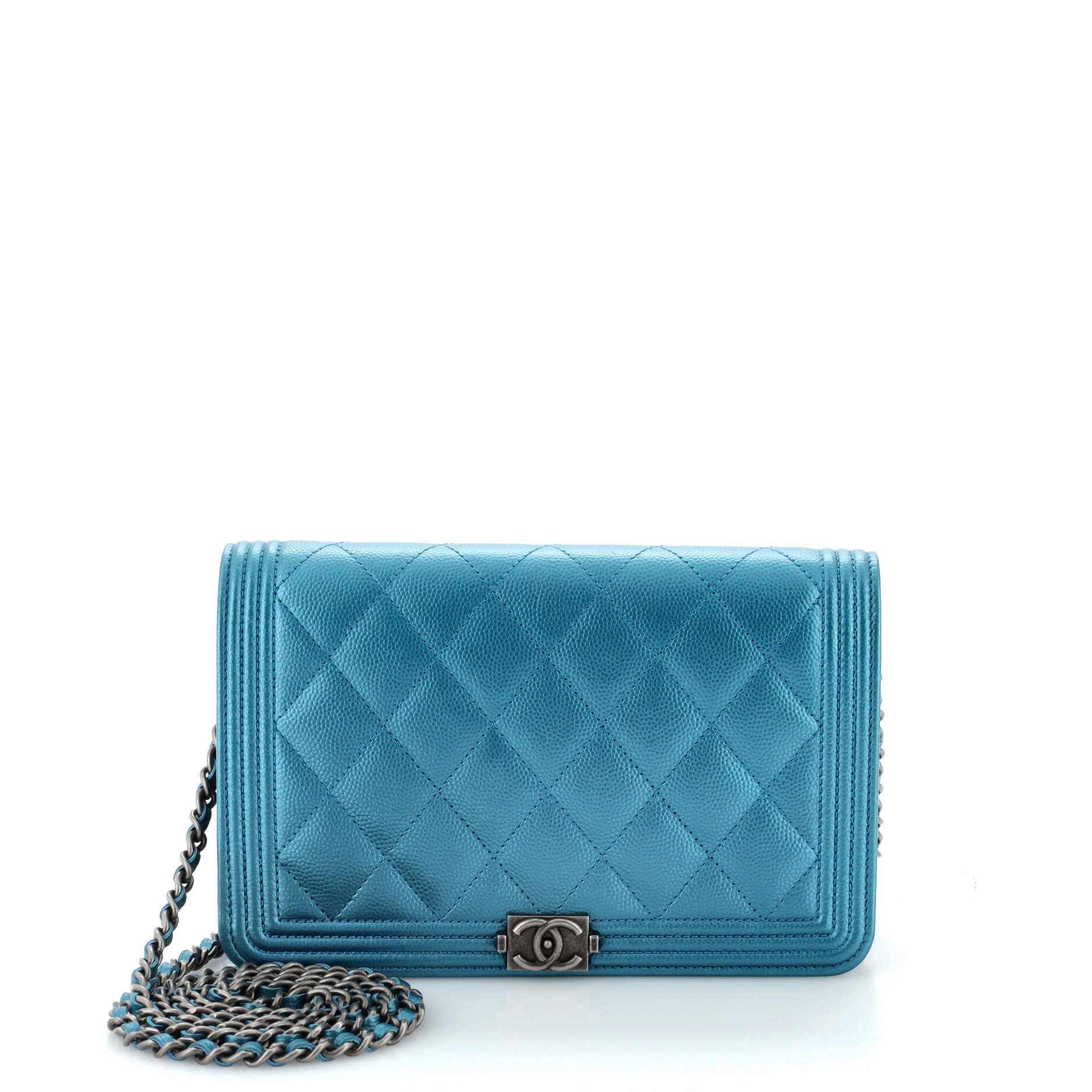 CHANEL Boy Wallet on Chain Quilted Caviar