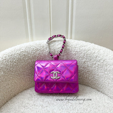 Chanel 24C Micro VIP Clutch in Fuchsia Pink Iridescent Mirror Goatskin SHW