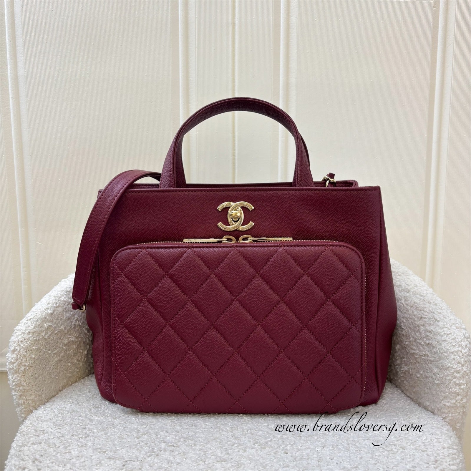 Chanel Business Affinity Top Handle Tote in Burgundy Red Caviar and GHW
