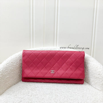 Chanel Foldover Clutch in Dark Pink Lambskin and SHW