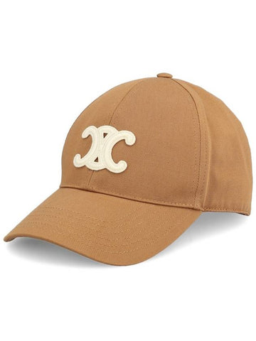 CELINE Triomphe Cotton Ball Cap Toffee