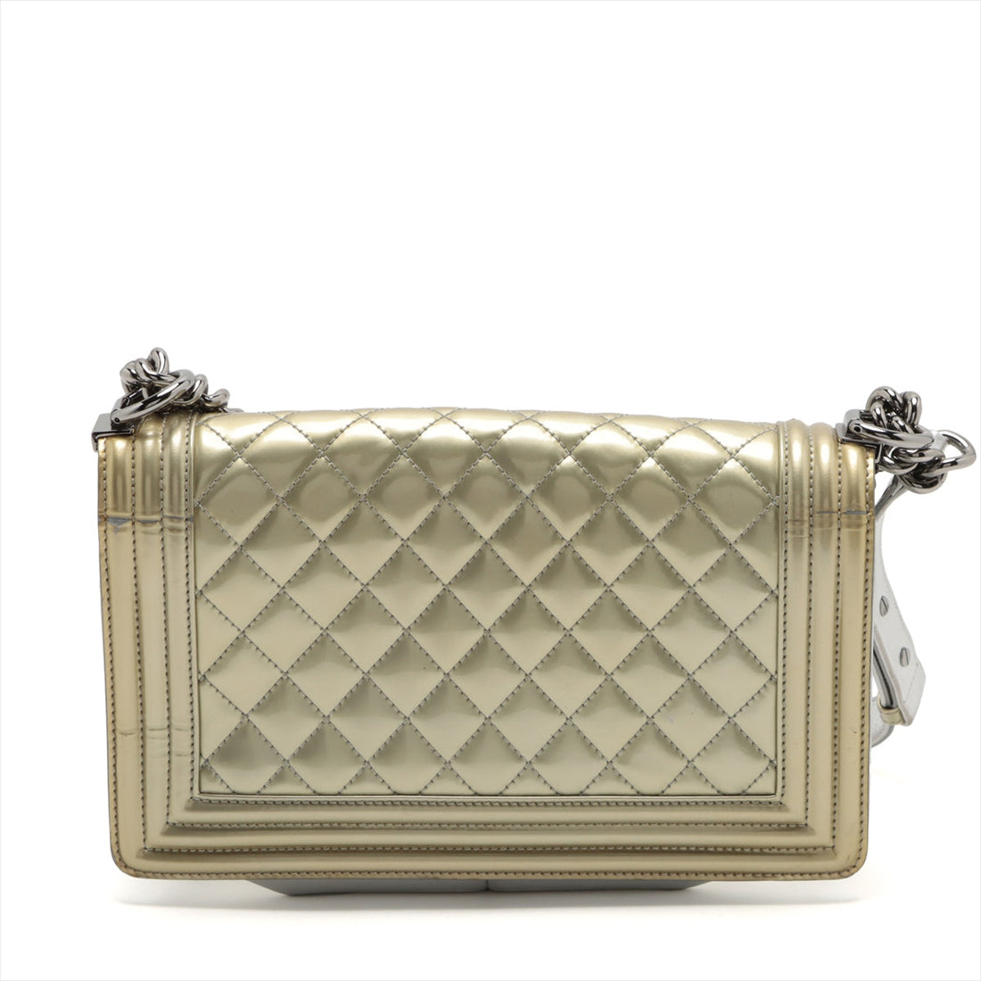 Chanel Boy Chanel 25 Patent Leather Chain Shoulder Bag G x Silver Silver  17 A67086