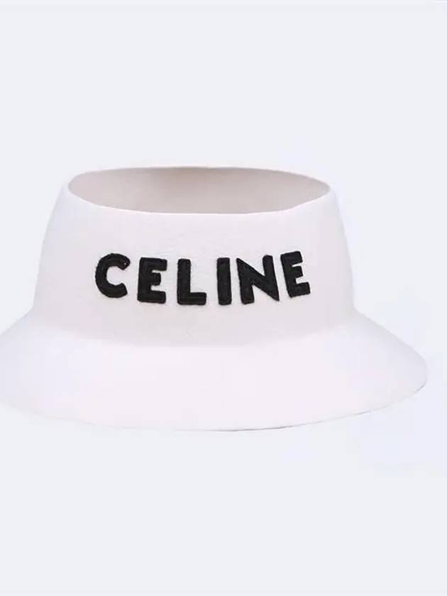 CELINE Cloche Felt Bucket Hat Off White